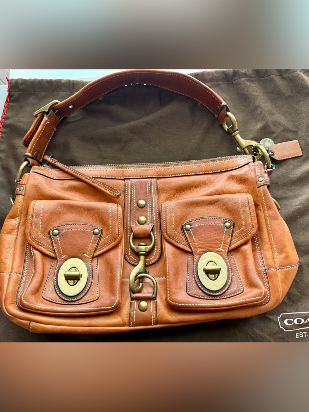Coach 65th Anniversary Mandy Satchel Shoulder Bag w/Legacy Stripe lining